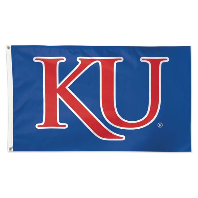 Bandera con el logotipo de los Kansas Jayhawks (KU) - Deluxe, 3' x 5'