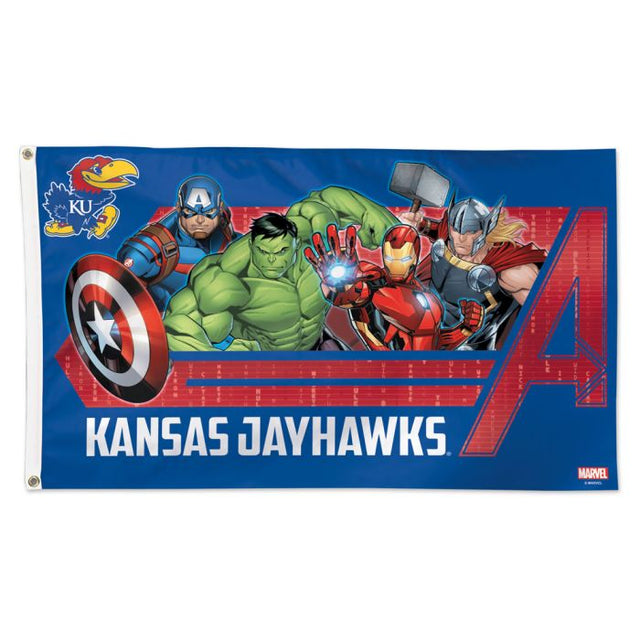 Bandera de Marvel de los Kansas Jayhawks/Marvel (c) 2021: Deluxe, 3' x 5'