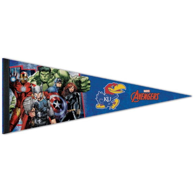 Kansas Jayhawks / Marvel (c) Banderín premium MARVEL 2021 de 12" x 30"