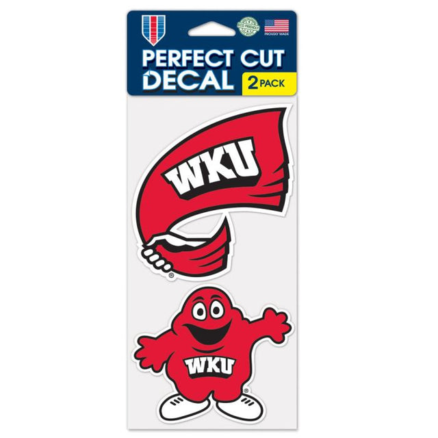 Juego de dos calcomanías de corte perfecto de Western Kentucky Hilltoppers de 4" x 4"