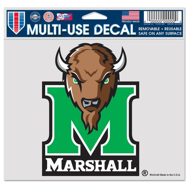 Calcomanía multiusos Marshall Thundering Herd (fondo transparente, 5" x 6")