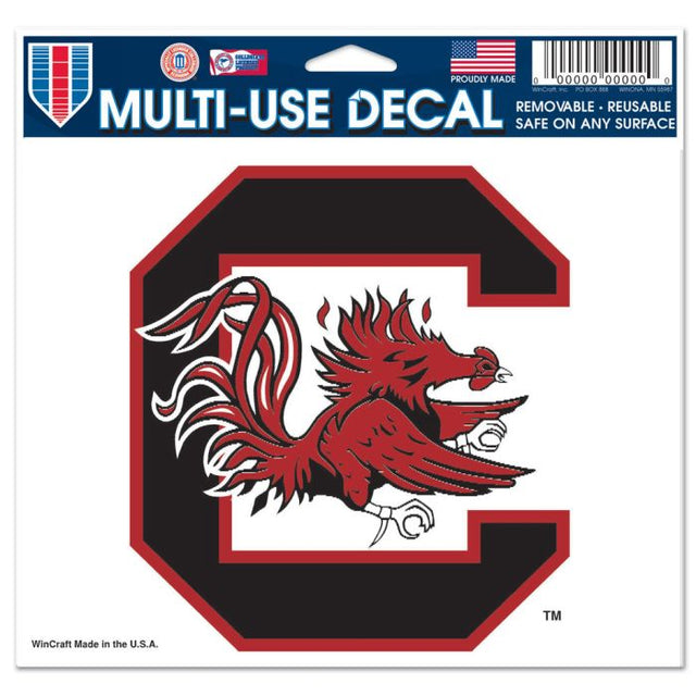 South Carolina Gamecocks Multi-Use Decal -Clear Bckrgd 5" x 6"