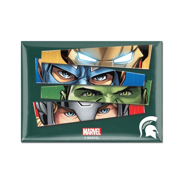 Imán de metal de 2,5" x 3,5" de Marvel (c) 2021 de Michigan State Spartans