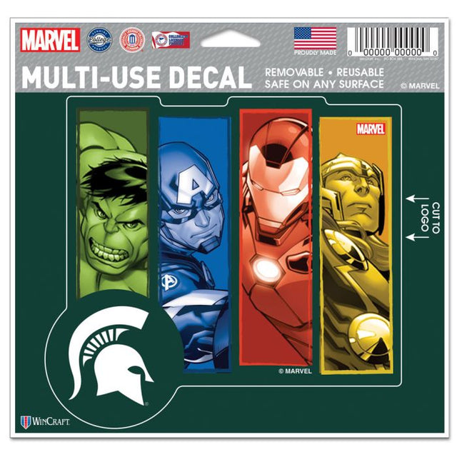 Michigan State Spartans / Marvel (c) Calcomanía multiusos MARVEL 2021: cortada según el logotipo, 5" x 6"