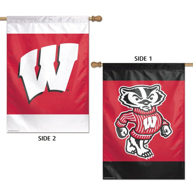 Bandera vertical de Wisconsin Badgers de 2 lados, 28" x 40"