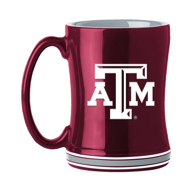 Taza de café de Texas A&amp;M Aggies de 14 oz con el color del equipo de relevo esculpido