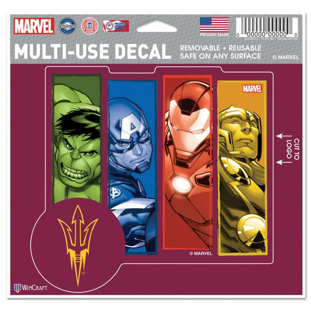 Calcomanía multiusos de Arizona State Sun Devils / Marvel (c) 2021 MARVEL: cortada según el logotipo, 5" x 6"