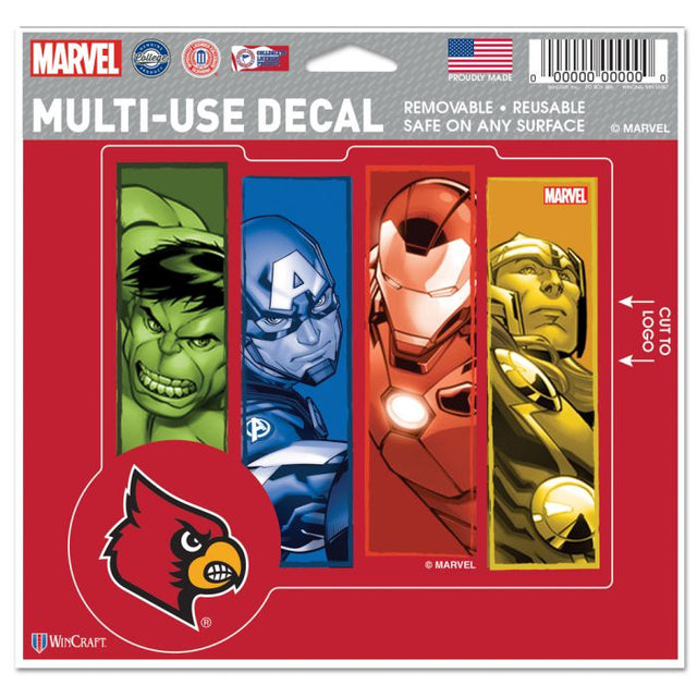 Louisville Cardinals / Marvel (c) Calcomanía multiusos MARVEL 2021: cortada según el logotipo, 5" x 6"