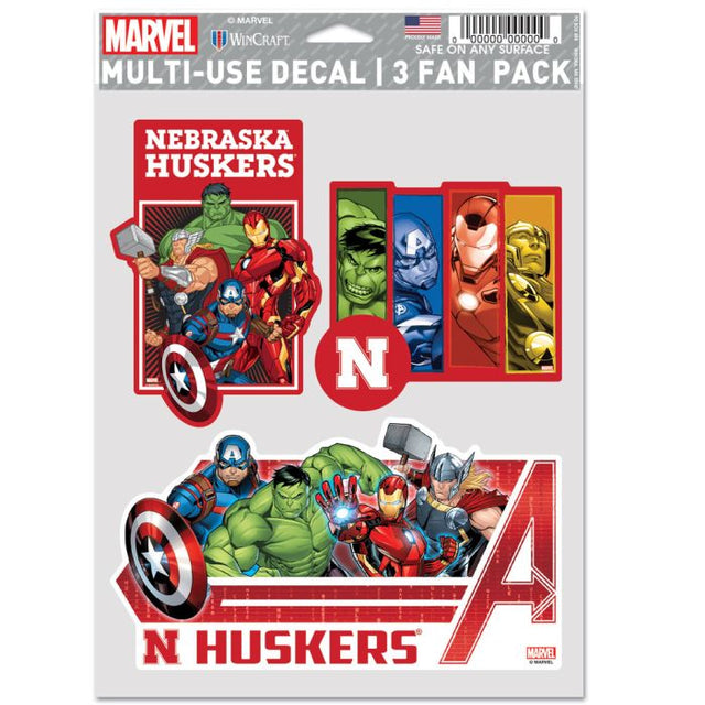 Nebraska Cornhuskers / Marvel (c) Paquete de 3 fanáticos multiusos de MARVEL 2021