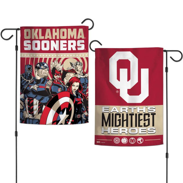 Oklahoma Sooners / Marvel (c) 2021 MARVEL Garden Flags 2 sided 12.5" x 18"