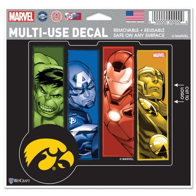 Calcomanía multiusos de Iowa Hawkeyes / Marvel (c) 2021 MARVEL: cortada según el logotipo, 5" x 6"