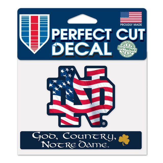 Notre Dame Fighting Irish DIOS, PAÍS, NOTRE DAME Calcomanía de color de corte perfecto de 4,5" x 5,75"