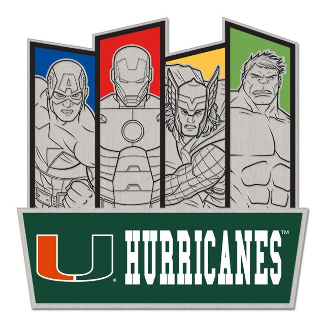 Miami Hurricanes / Marvel (C) Tarjeta de joyería con pin de colección de Marvel 2021