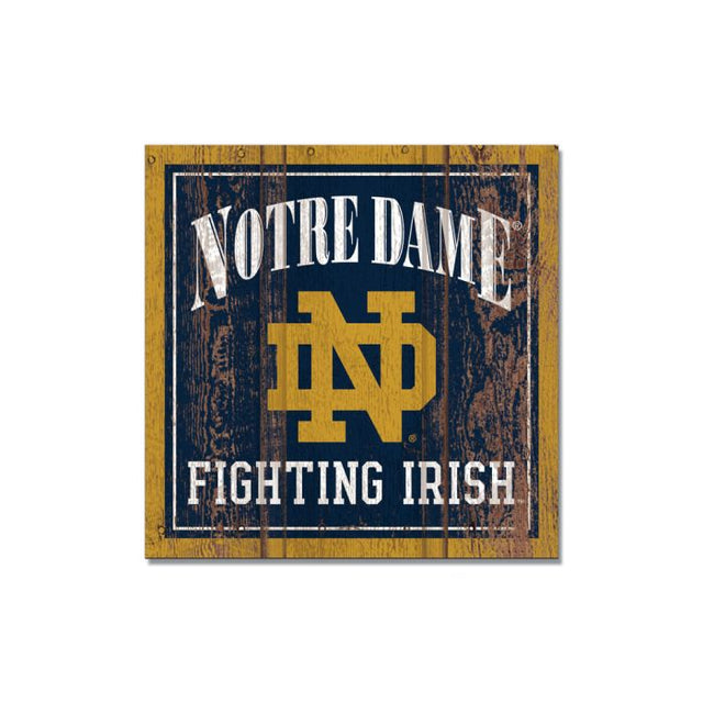 Imán de madera de Notre Dame Fighting Irish de 3" x 3"