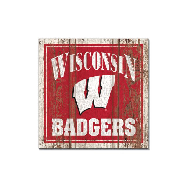 Imán de madera de Wisconsin Badgers de 3" x 3"