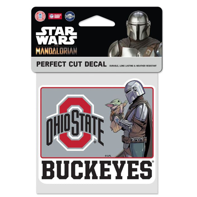 Calcomanía de color de corte perfecto de Star Wars MANDALORIAN de Ohio State Buckeyes, 4" x 4"