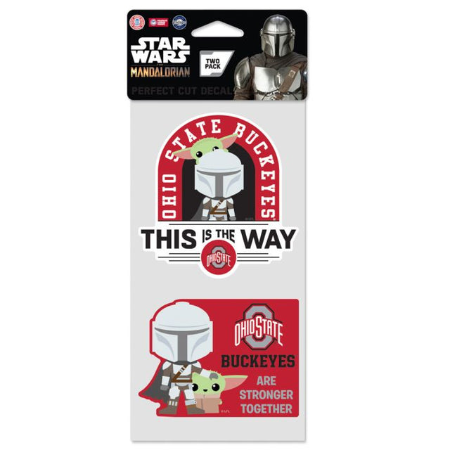 Juego de dos calcomanías de corte perfecto de Ohio State Buckeyes / Star Wars MANDALORIAN de 4" x 4"