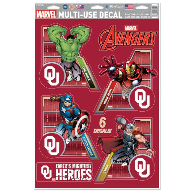 Calcomanía multiusos de Oklahoma Sooners/Marvel (c) 2021 MARVEL, 11" x 17"