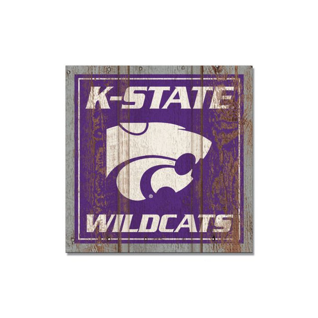 Imán de madera de los Kansas State Wildcats de 3" x 3"