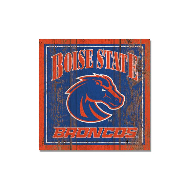 Imán de madera de los Boise State Broncos de 3" x 3"