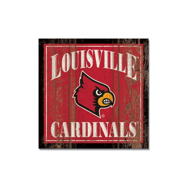 Imán de madera de los Cardenales de Louisville de 3" x 3"