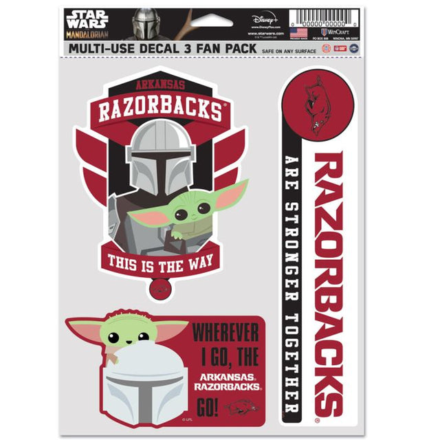 Arkansas Razorbacks / Star Wars MANDALORIAN Multi Use 3 Fan Pack