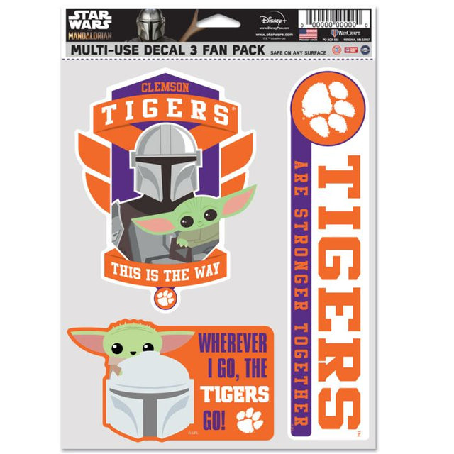 Paquete multiusos para 3 fanáticos de Clemson Tigers / Star Wars MANDALORIAN