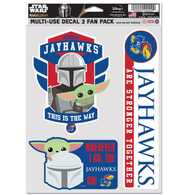 Paquete multiusos para 3 fanáticos de Kansas Jayhawks/Star Wars MANDALORIAN