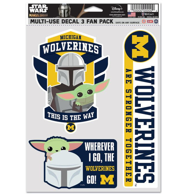 Paquete multiusos para 3 fanáticos de Michigan Wolverines / Star Wars MANDALORIAN