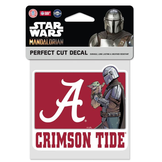 Calcomanía de corte perfecto de color de Alabama Crimson Tide/Star Wars MANDALORIAN de 4" x 4"