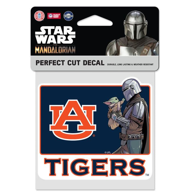 Calcomanía de color de corte perfecto de Auburn Tigers / Star Wars MANDALORIAN de 4" x 4"