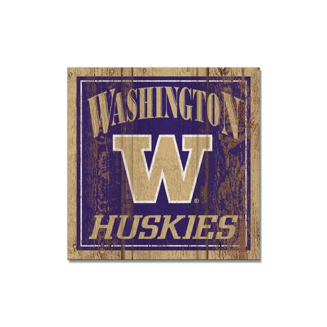 Imán de madera de los Washington Huskies, 3" x 3"