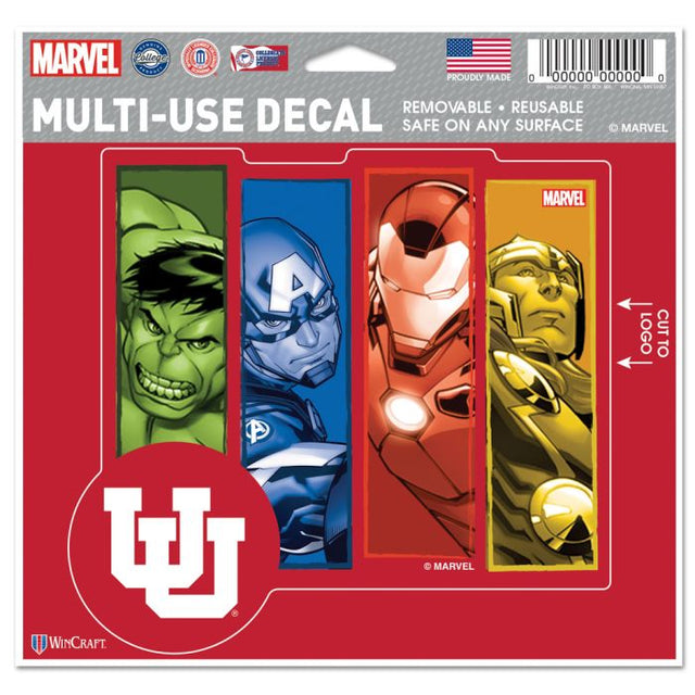 Calcomanía multiusos de Marvel de Utah Utes/Marvel 2021, cortada según el logotipo, 5" x 6"