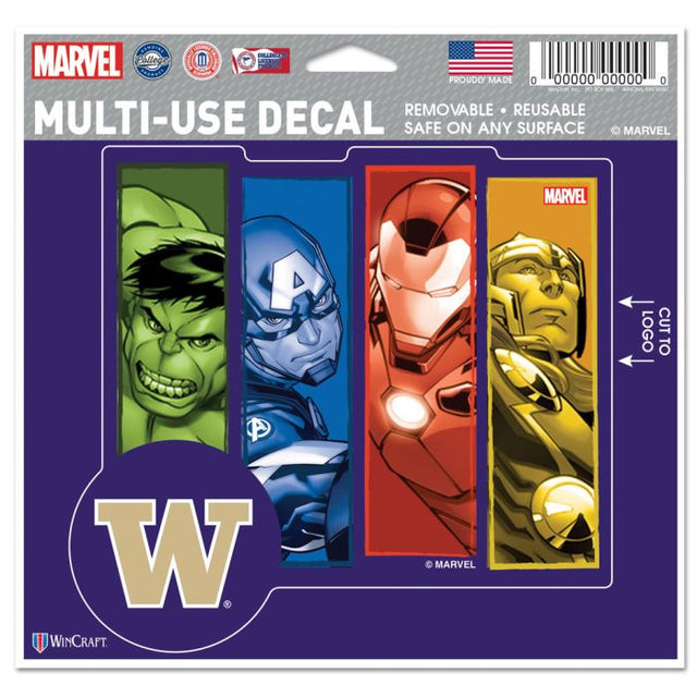 Calcomanía multiusos de Marvel de Washington Huskies/Marvel (C) 2021: corte con el logotipo de 5" x 6"