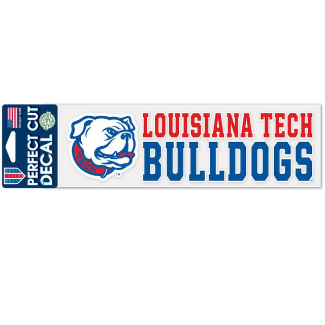 Calcomanías de corte perfecto con diseño apilado de Louisiana Tech Bulldogs de 3" x 10"