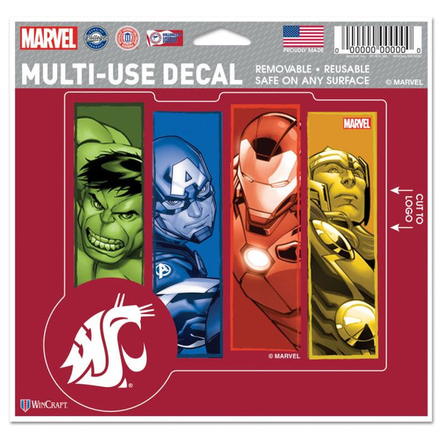 Calcomanía multiusos de Washington State Cougars/Marvel (C) 2021 de Marvel: cortada según el logotipo, 5" x 6"