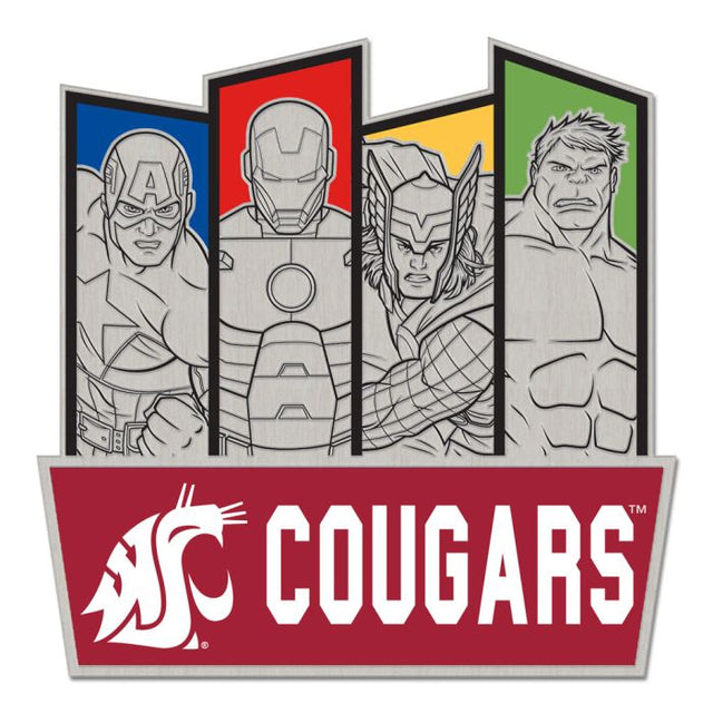 Tarjeta de joyería con pin de colección de Marvel de Washington State Cougars/Marvel (C) 2021