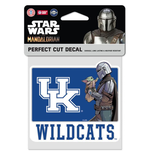 Calcomanía de color de corte perfecto de Kentucky Wildcats / Star Wars MANDALORIAN de 4" x 4"