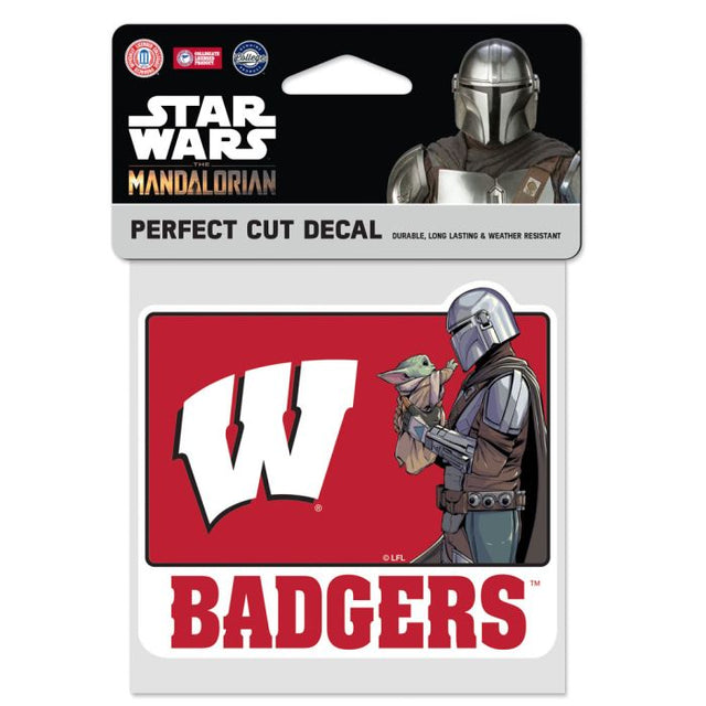 Calcomanía de color de corte perfecto de Star Wars MANDALORIAN de Wisconsin Badgers, 4" x 4"