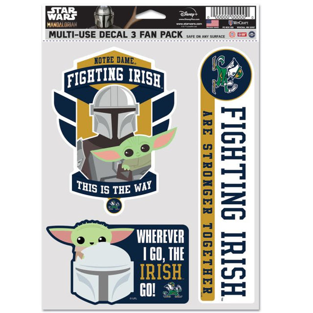 Paquete multiusos para 3 fans de Notre Dame Fighting Irish / Star Wars MANDALORIAN