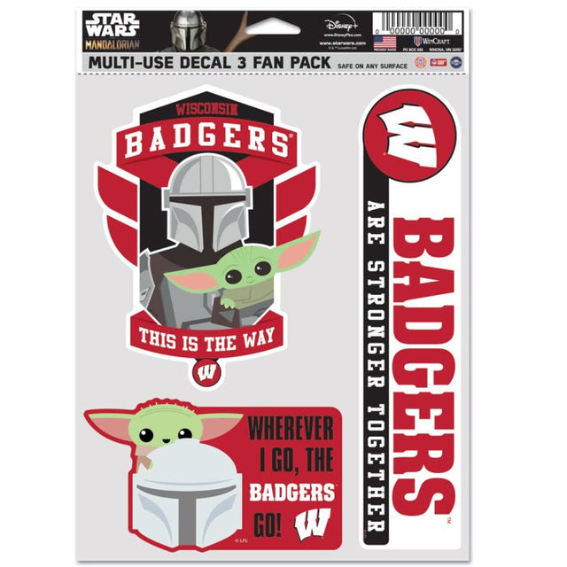 Paquete de 3 ventiladores multiusos de los Wisconsin Badgers/Star Wars MANDALORIAN