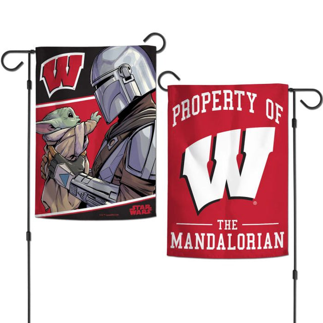 Banderas de jardín de Wisconsin Badgers / Star Wars MANDALORIAN de 2 lados, 12,5" x 18"