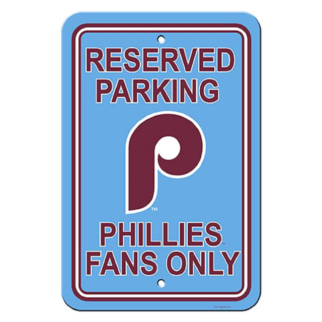 Letrero de plástico de los Philadelphia Phillies de 12 x 18 pulgadas con diseño de estacionamiento reservado, estilo retro CO