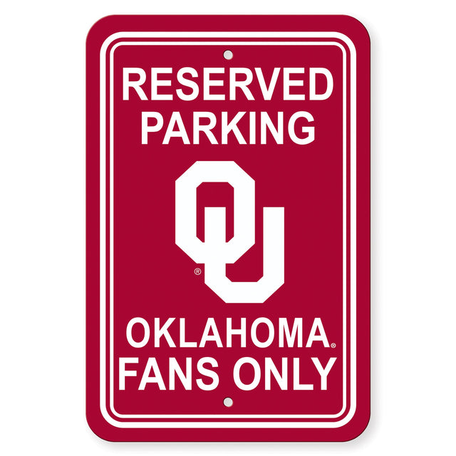 Letrero de plástico de los Oklahoma Sooners de 12 x 18 para estacionamiento reservado, estilo CO