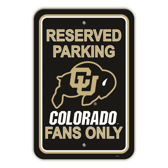 Letrero de plástico de los Colorado Buffaloes de 12 x 18 con estacionamiento reservado, estilo CO