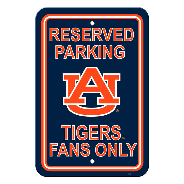 Letrero de plástico de Auburn Tigers de 12 x 18 pulgadas con estacionamiento reservado, estilo CO