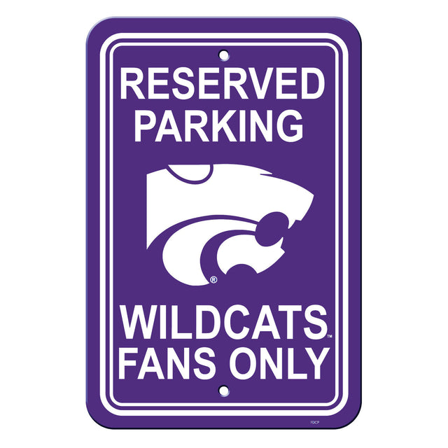 Letrero de plástico de 12 x 18 de Kansas State Wildcats para estacionamiento reservado, estilo CO