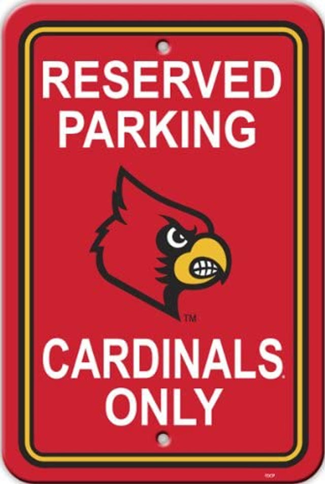 Letrero de plástico de los Louisville Cardinals de 12 x 18 para estacionamiento reservado, estilo CO