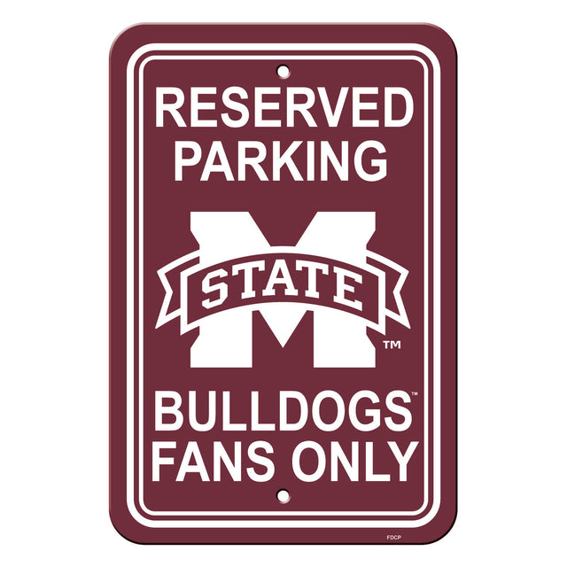 Letrero de plástico de 12 x 18 de Mississippi State Bulldogs para estacionamiento reservado, estilo CO