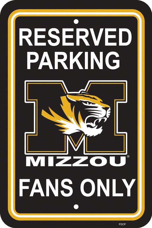 Letrero de plástico de los Missouri Tigers de 12 x 18 para estacionamiento reservado, estilo CO